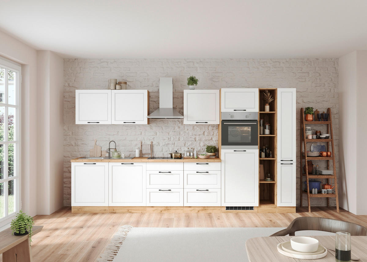 MODULKÖK UTAN VITVAROR 360 cm   i vit, ek Wotan  - vit/ek Wotan, Lifestyle, metall/trämaterial (360cm) - Held