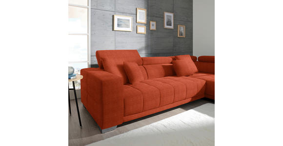 ECKSOFA in Mikrofaser Orange  301/207 cm  - Chromfarben/Orange, Design, Textil/Metall (301/207cm) - Xora