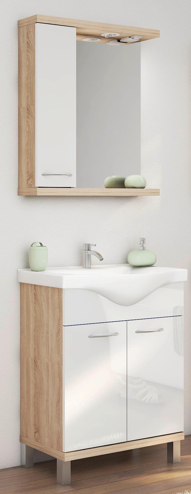KOPALNICA   - bela/hrast sonoma, Moderno (65/195/460cm) - Ti'me