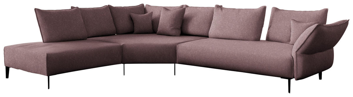 ECKSOFA  in Chenille, Flachgewebe Beere  272/340 cm  - Beere/Schwarz, MODERN, Textil/Metall (272/340cm) - W.Schillig