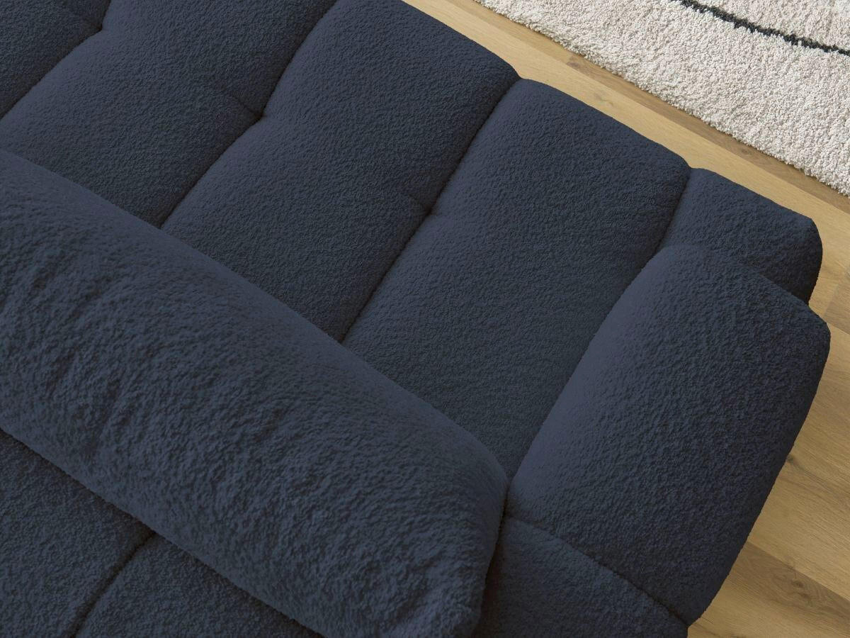 SCHLAFSOFA FUJI Bouclé Dunkelblau  inkl.  - Schwarz/Dunkelblau, MODERN, Kunststoff/Textil (251/113/88cm)