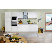 KÜCHENBLOCK 335 cm   in Weiß Hochglanz  - Weiß Hochglanz/Graphitfarben, Basics, Holzwerkstoff (335cm) - Respekta