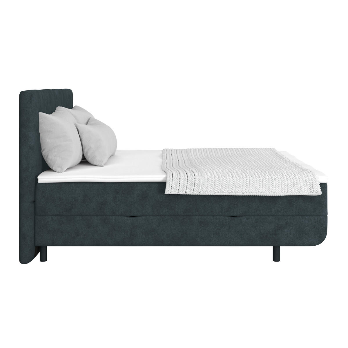 POLSTERBETT Bettkasten, Topper 200/200 cm  in Blaugrau  - Blaugrau/Schwarz, MODERN, Kunststoff/Textil (200/200cm) - MID.YOU