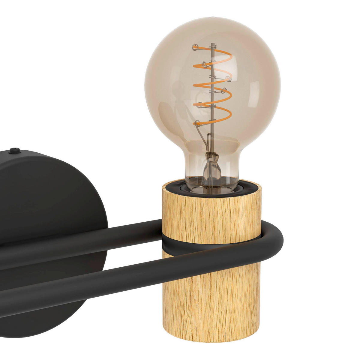 WANDLEUCHTE   - Schwarz/Braun, Natur, Holz/Metall (9/28,5/11,5cm) - Eglo