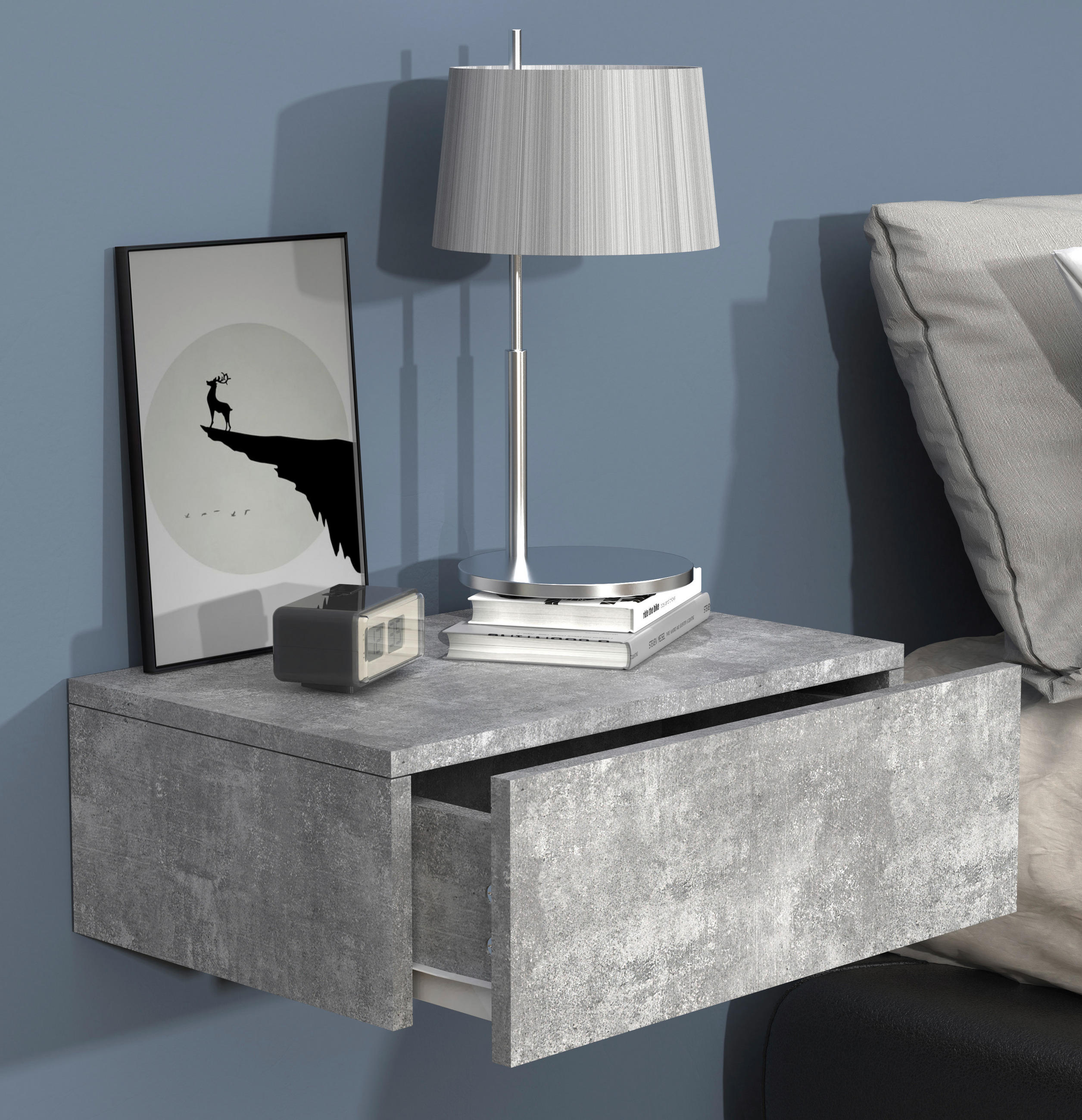 NACHTSCHRANK 45/15/30 cm  - Grau, MODERN, Holzwerkstoff (45/15/30cm) - MID.YOU