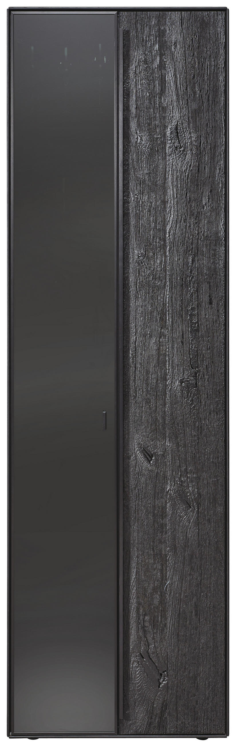 VITRINE Schwarz, Eichefarben  62/205,5/39,5 cm  - Eichefarben/Anthrazit, Natur, Glas/Holz (62/205,5/39,5cm) - Valnatura