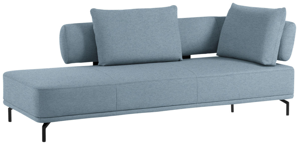 RÉCAMIERE Hellgrau, Hellblau Flachgewebe  - Hellgrau/Schwarz, Design, Textil/Metall (227/89/101cm) - Dieter Knoll