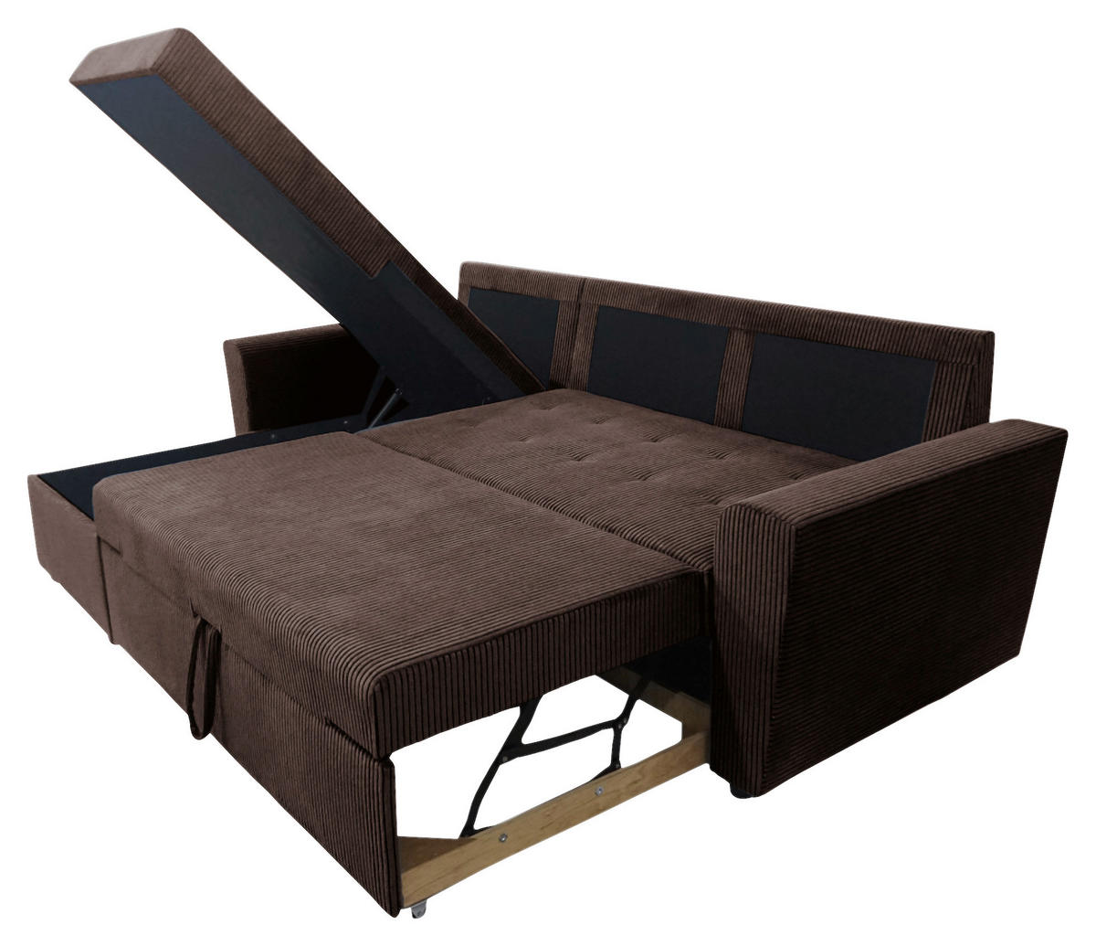 ECKSOFA TERMOLI in Cord Braun  155/231 cm  - Schwarz/Braun, Design, Kunststoff/Textil (155/231cm) - MID.YOU