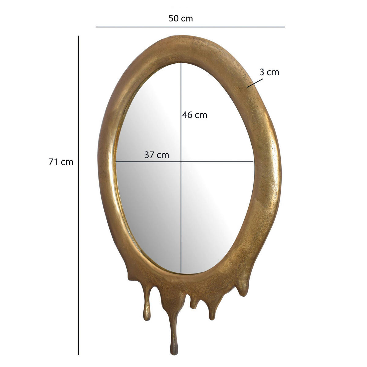 WANDSPIEGEL 50/71/3 cm  - Goldfarben, Design, Glas/Metall (50/71/3cm) - MID.YOU
