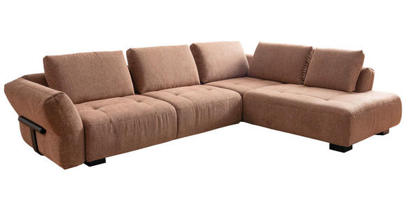 ECKSOFA Kupferfarben Chenille  - Schwarz/Kupferfarben, KONVENTIONELL, Holz/Textil (324/234cm) - Belluti