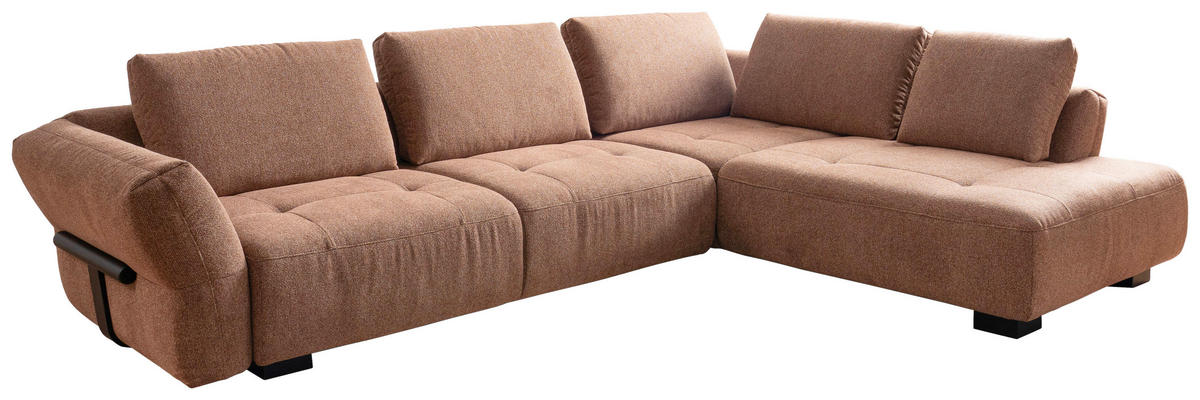 ECKSOFA Kupferfarben Chenille  - Schwarz/Kupferfarben, KONVENTIONELL, Holz/Textil (324/234cm) - Belluti