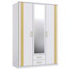 DREHTÜRENSCHRANK  in Weiß, Goldfarben  - Goldfarben/Weiß, Design, Glas/Holzwerkstoff (135/199/58cm) - Carryhome
