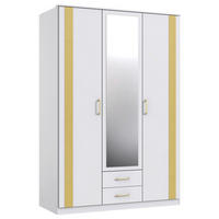DREHTÜRENSCHRANK  in Weiß, Goldfarben  - Goldfarben/Weiß, Design, Glas/Holzwerkstoff (135/199/58cm) - Carryhome