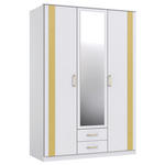DREHTÜRENSCHRANK  in Weiß, Goldfarben  - Goldfarben/Weiß, Design, Glas/Holzwerkstoff (135/199/58cm) - Carryhome