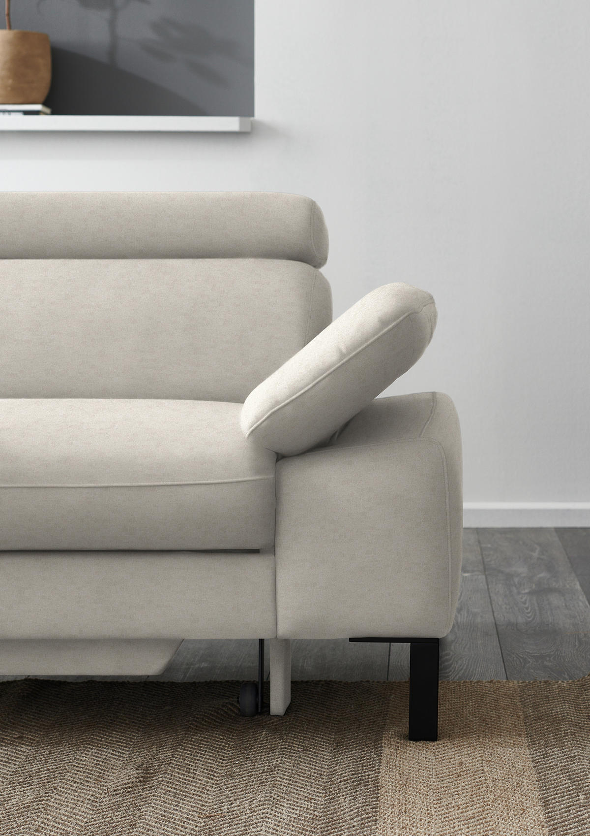 ECKSOFA in Flachgewebe Beige  - Beige/Schwarz, Design, Holzwerkstoff/Textil (217/272cm) - Pure Home Comfort