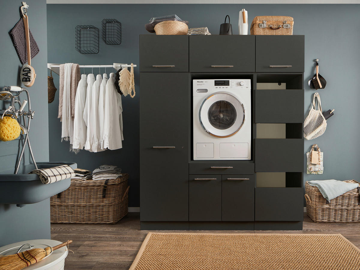 AUFSATZSCHRANK 50/38/67,50 cm   - Anthrazit/Silberfarben, Design, Holzwerkstoff/Metall (50/38/67,50cm)
