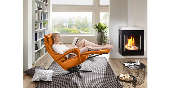 RELAXSESSEL in Leder Orange  - Schwarz/Orange, Design, Leder/Metall (75/106/88cm) - Dieter Knoll