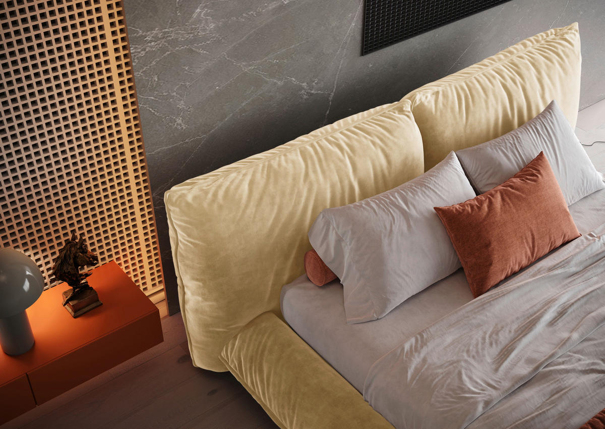 POLSTERBETT 180/200 cm,  in Beige,  - Beige/Schwarz, Design, Textil/Metall (180/200cm) - Belluti