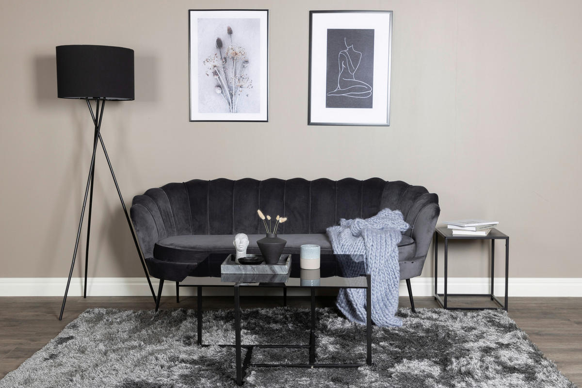 2-SITZER-SOFA Schwarz, Dunkelgrau  - Dunkelgrau/Schwarz, Design, Textil/Metall (180/78.5/78cm) - Livetastic