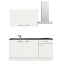 KÜCHENLEERBLOCK 180 cm   in Weiß, Schieferfarben  - Schieferfarben/Edelstahlfarben, MODERN, Holzwerkstoff/Metall (180cm) - Nobilia