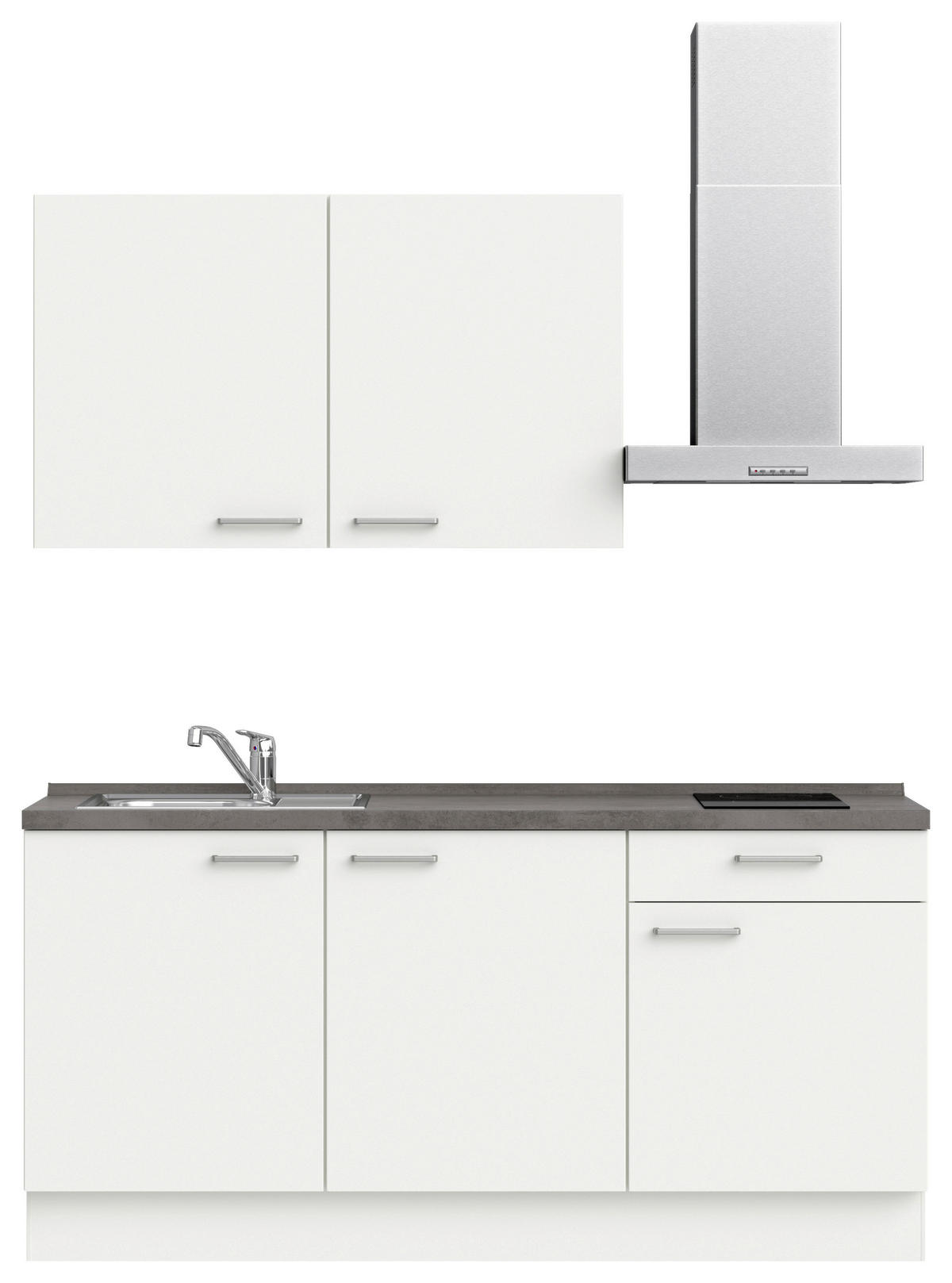 KÜCHENLEERBLOCK 180 cm   in Weiß, Schieferfarben  - Schieferfarben/Edelstahlfarben, MODERN, Holzwerkstoff/Metall (180cm) - Nobilia