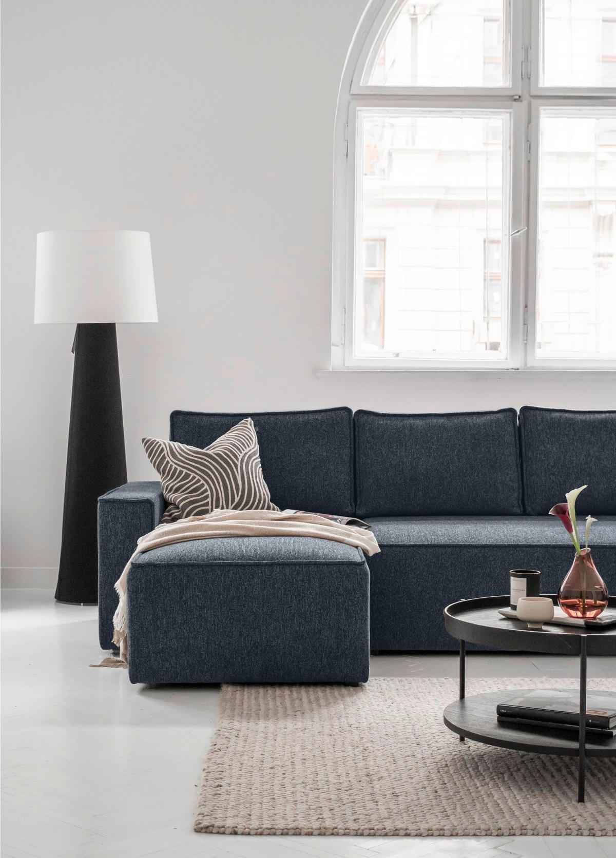 SJEDEĆA GARNITURA tekstil  tamno plava   - bijela/siva, Design, tekstil/plastika (156/322/194cm) - MID.YOU