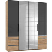 DREHTÜRENSCHRANK 200/236/58 cm 4-türig Grau, Eichefarben  - Chromfarben/Eichefarben, MODERN, Glas/Holzwerkstoff (200/236/58cm) - MID.YOU