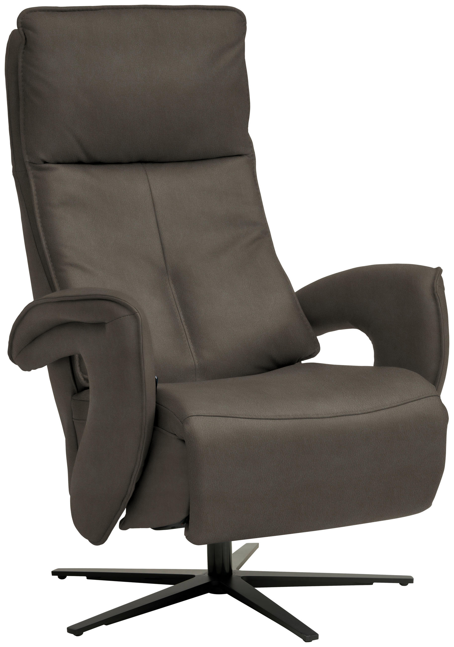 RELAXSESSEL in Leder Graubraun  - Graubraun/Schwarz, Design, Leder/Metall (77/119/87cm) - Valdera