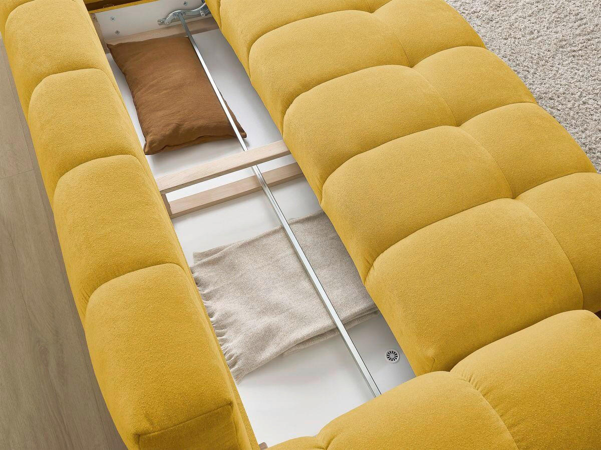 SCHLAFSOFA EVEREST  mit Rücken echt, Armteil links, Armteil rechts Struktur Gelb  - Gelb/Schwarz, MODERN, Kunststoff/Textil (278/115/90cm)