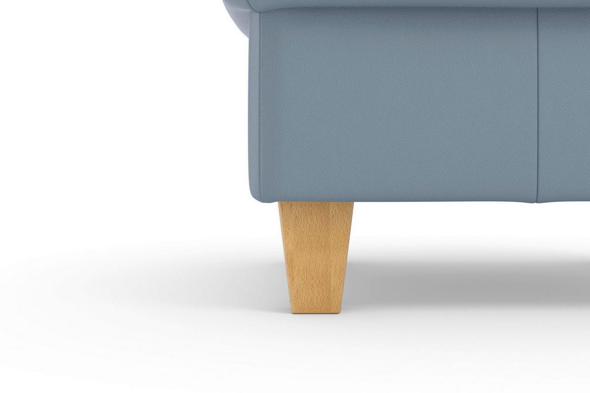 TABURETKA, koža, 58/48/58 cm - sivomodrá/farba duba, Basics, koža/drevo (58/48/58cm) - Sit & More