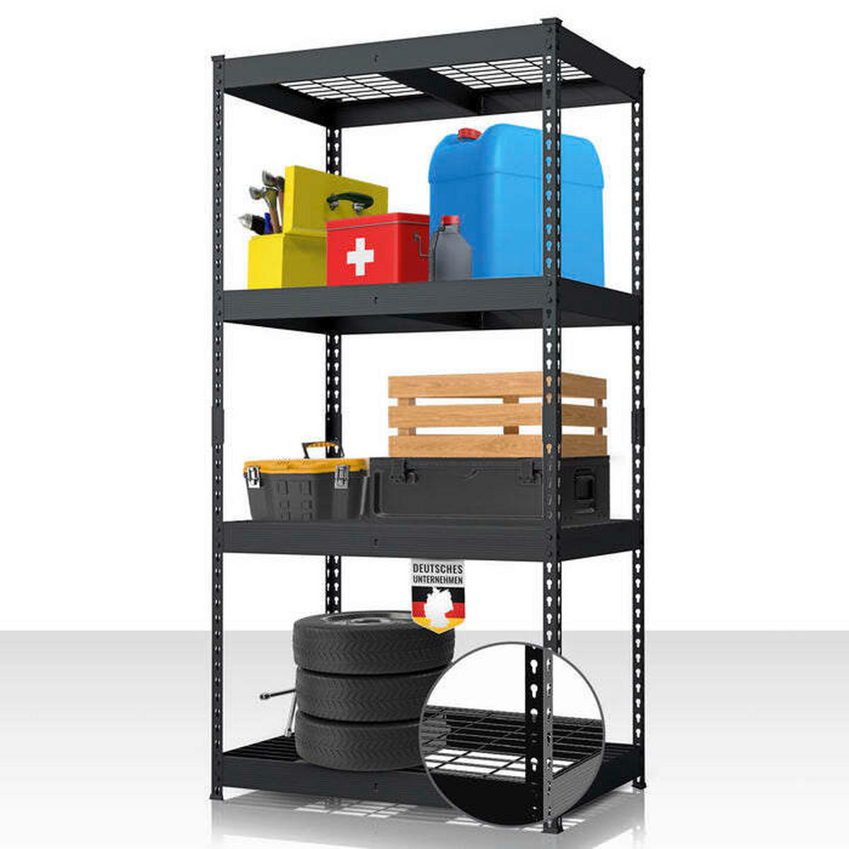 SCHWERLASTREGAL 90/180/60 cm  - Schwarz, Basics, Metall (90/180/60cm) - Floordirekt