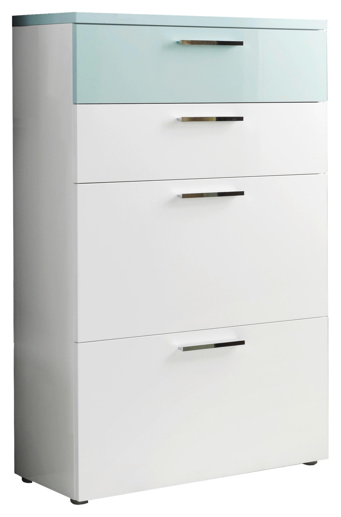 SCHUHSCHRANK Weiß, Mintgrün - Chromfarben/Schwarz, Design, Holzwerkstoff/Kunststoff (81/126/35cm) - Cassando