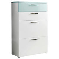 SCHUHSCHRANK Weiß, Mintgrün  - Chromfarben/Schwarz, Design, Holzwerkstoff/Kunststoff (81/126/35cm) - Moderano