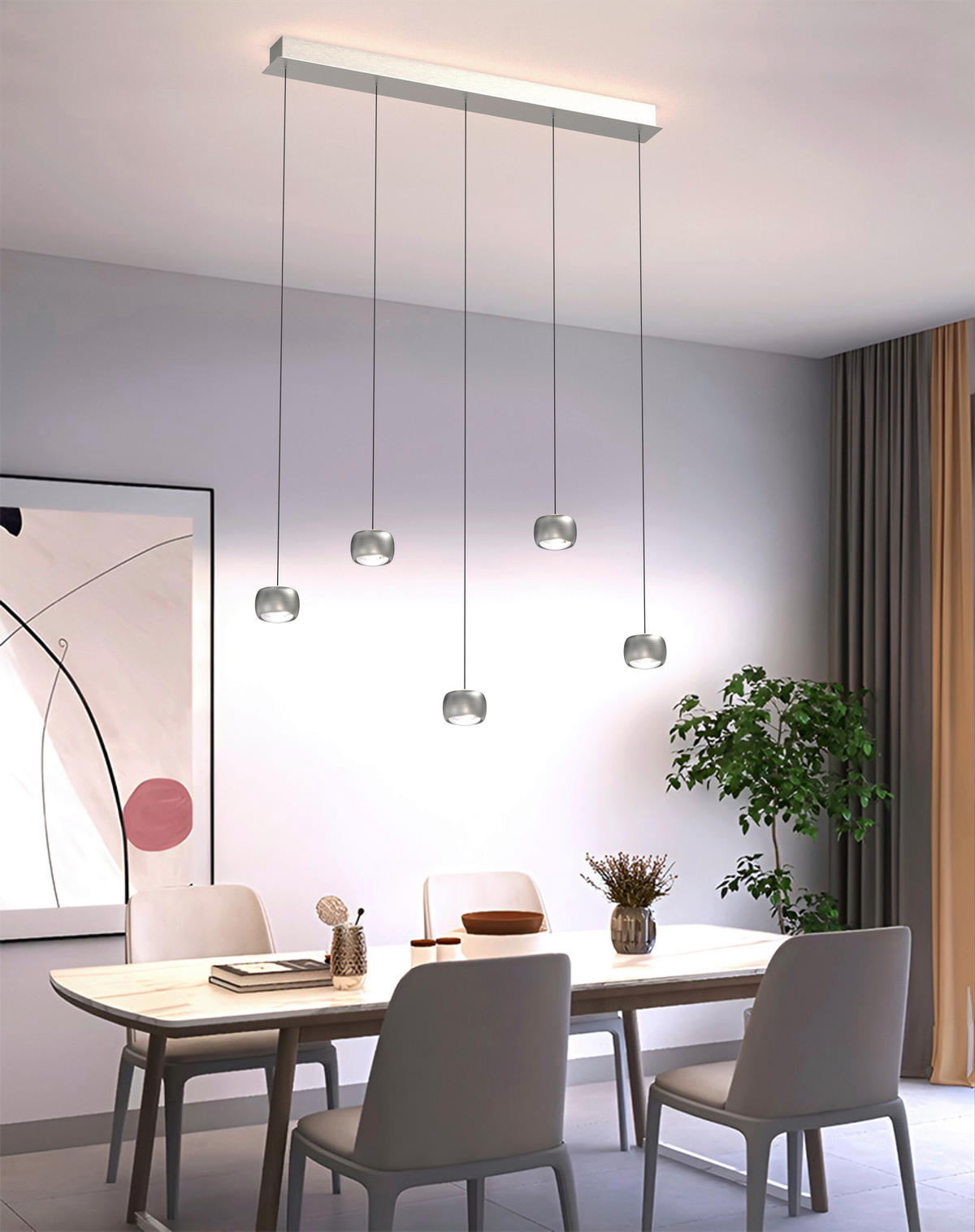 LED-HÄNGELEUCHTE 102/10.5/180 cm  - Nickelfarben, Design, Metall (102/10.5/180cm)