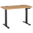 SCHREIBTISCH 120/60/76-119 cm Eichefarben elektrisch höhenverstellbar  - Eichefarben/Schwarz, MODERN, Holz/Metall (120/60/76-119cm) - Linea Natura