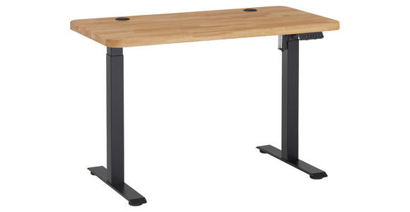 SCHREIBTISCH 120/60/76-119 cm Eichefarben elektrisch höhenverstellbar  - Eichefarben/Schwarz, MODERN, Holz/Metall (120/60/76-119cm) - Linea Natura