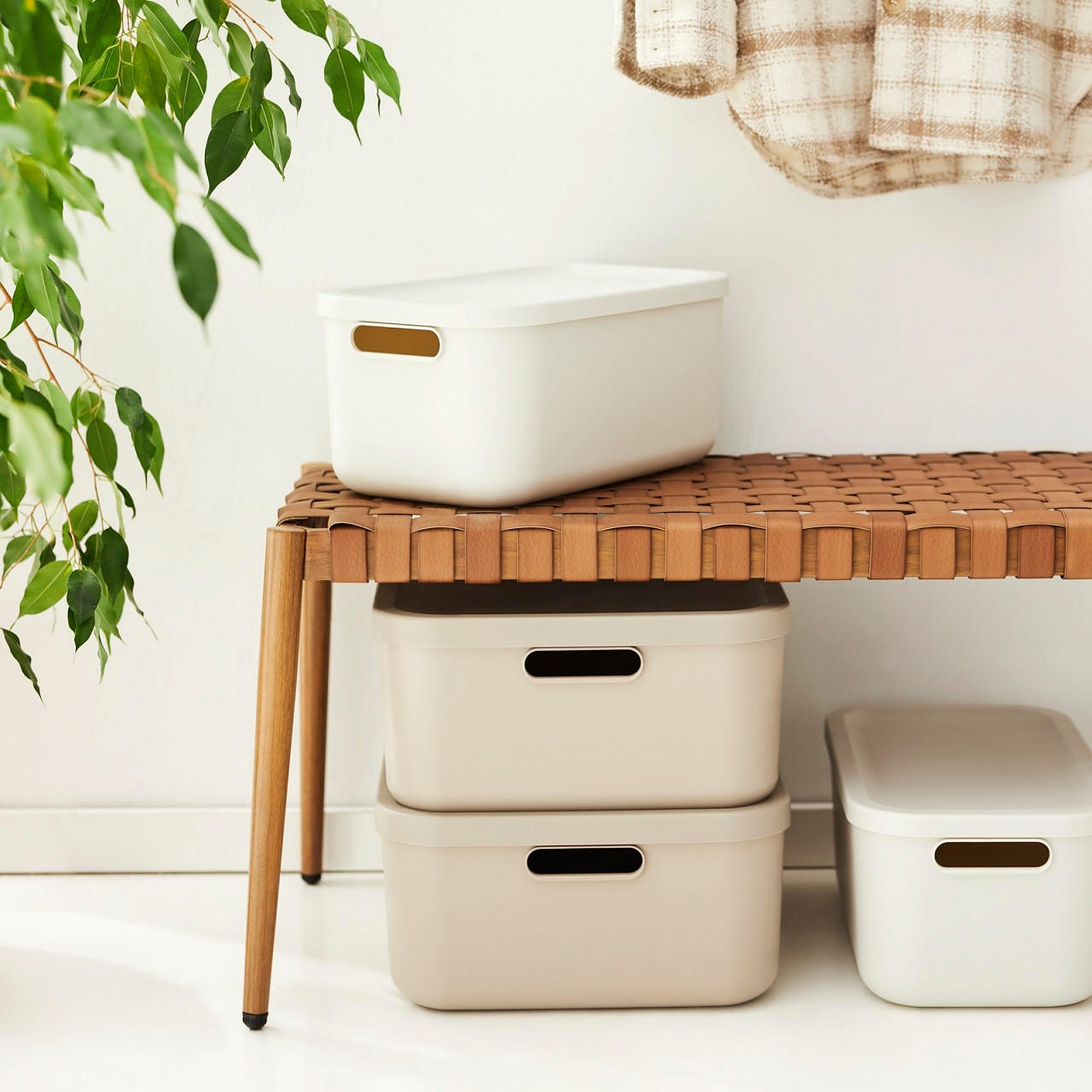 BOX MIT DECKEL    39,5/23,5/17,7 cm  - Weiß, Basics, Kunststoff (39,5/23,5/17,7cm) - Rotho
