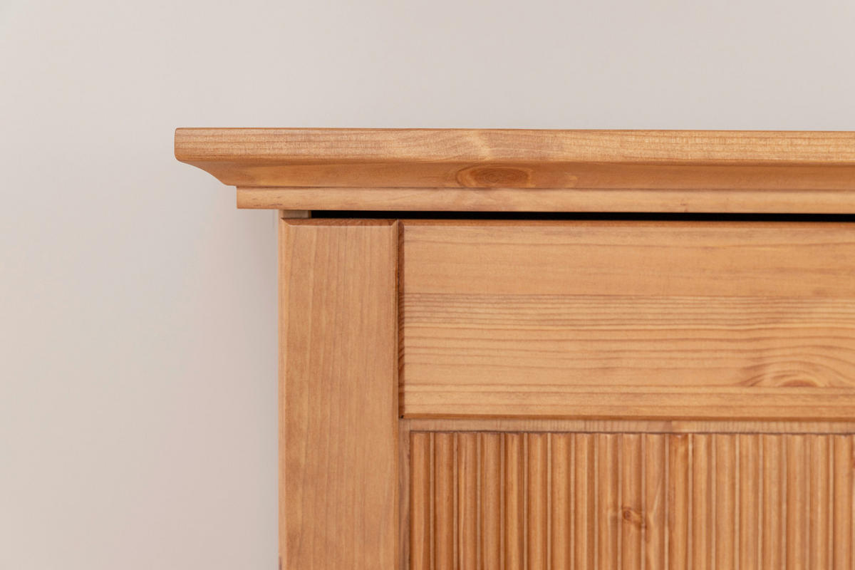 NACHTSCHRANK 54/61/36 cm Kiefer massiv  - Eichefarben/Silberfarben, KONVENTIONELL, Holz/Metall (54/61/36cm) - Linea Natura