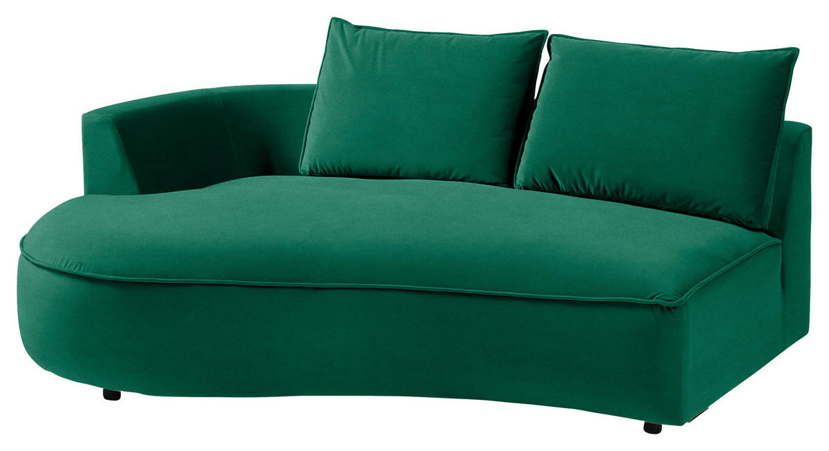 BIGSOFA Samt Grün  - Schwarz/Grün, Design, Kunststoff/Textil (322/66/154cm) - home24