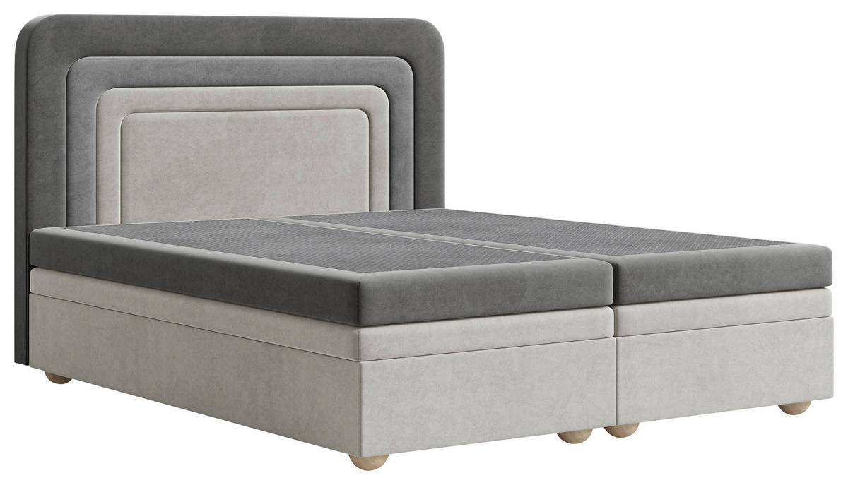 BOXBETT 140/200 cm  in Hellgrau, Dunkelgrau  - Dunkelgrau/Hellgrau, MODERN, Holz/Kunststoff (140/200cm) - MID.YOU