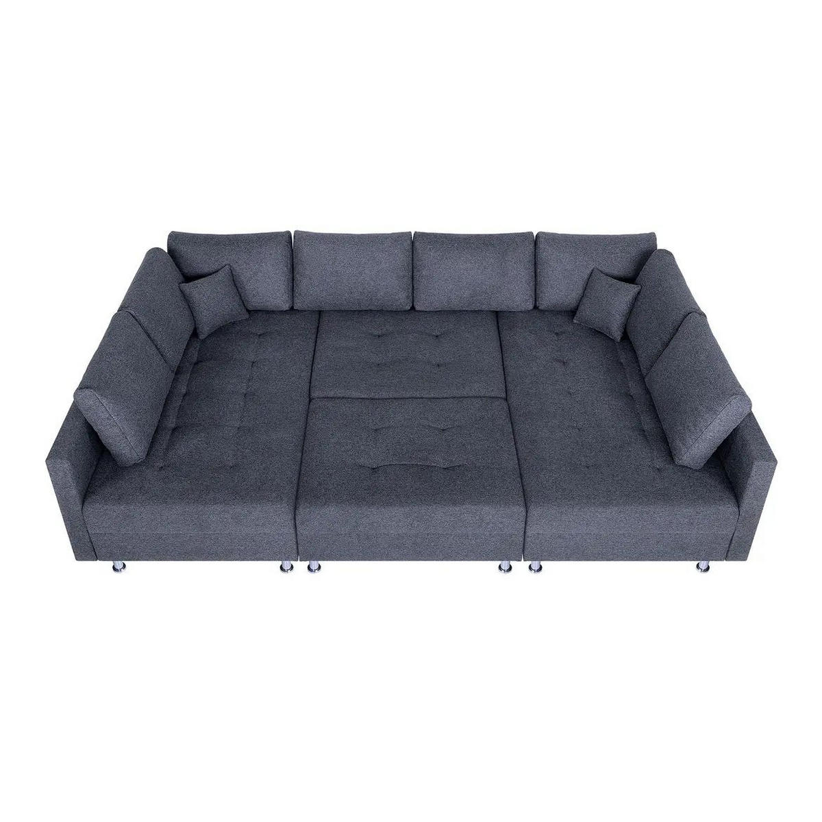 WOHNLANDSCHAFT Anthrazit Webstoff  - Chromfarben/Anthrazit, Design, Textil (192/308/192cm) - P & B