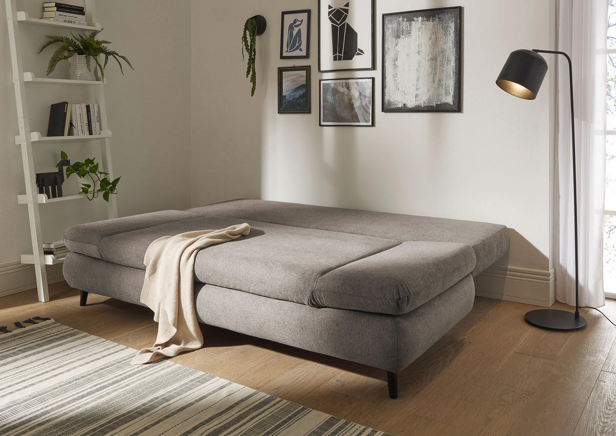 SCHLAFSOFA Mikrofaser Taupe  - Taupe/Schwarz, KONVENTIONELL, Kunststoff/Textil (212/88/101cm) - MID.YOU