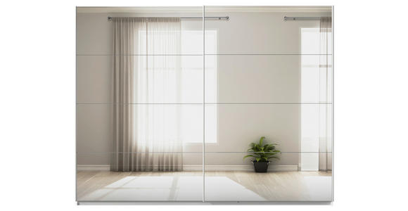 SCHWEBETÜRENSCHRANK  in Weiß  - Alufarben/Weiß, KONVENTIONELL, Glas/Holzwerkstoff (271/229/62cm) - Xora