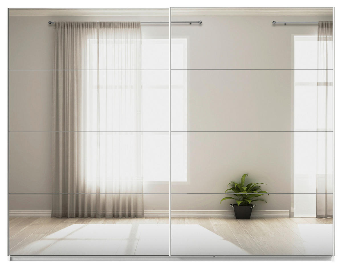 SCHWEBETÜRENSCHRANK  in Weiß  - Alufarben/Weiß, KONVENTIONELL, Glas/Holzwerkstoff (271/210/62cm) - Xora