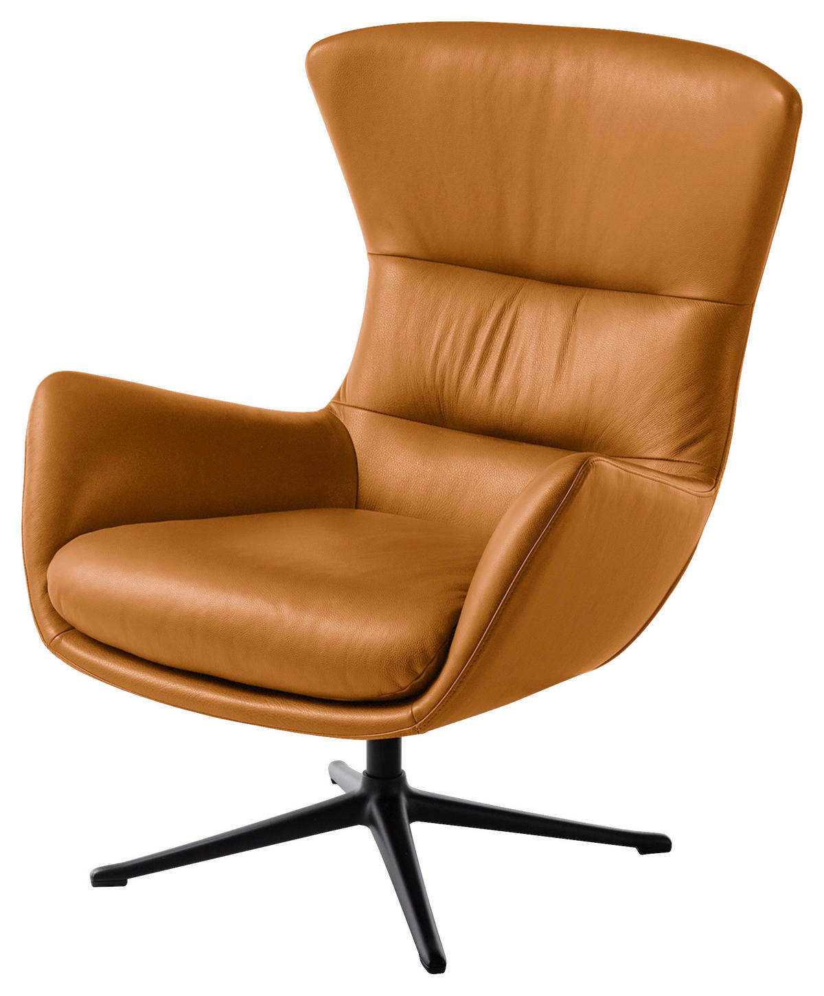 OHRENSESSEL in Cognac  - Cognac/Schwarz, Design, Leder/Metall (84/104/96cm) - home24