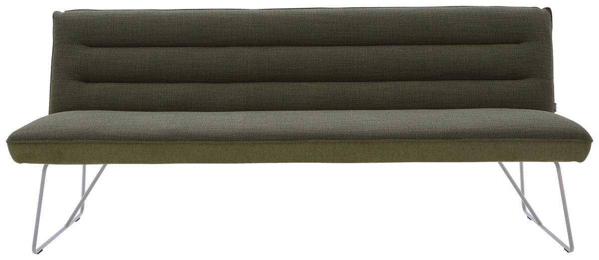 SITZBANK in Metall, Textil Grün, Edelstahlfarben  - Edelstahlfarben/Grün, Design, Textil/Metall (218/89/68cm) - Dieter Knoll
