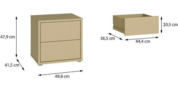 NACHTSCHRANK 50/48/42 cm  - Silberfarben/Hellgelb, Trend, Holzwerkstoff/Kunststoff (50/48/42cm) - Carryhome