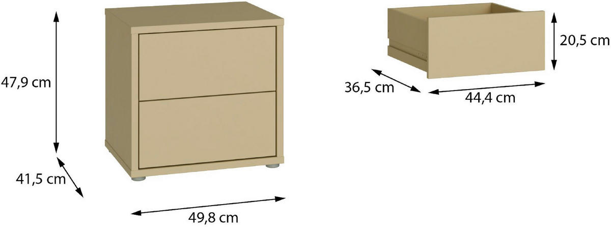 NACHTSCHRANK 50/48/42 cm  - Silberfarben/Hellgelb, Trend, Holzwerkstoff/Kunststoff (50/48/42cm) - Carryhome