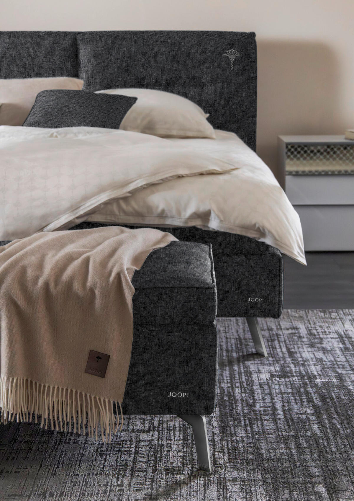 POLSTERBETT Anthrazit 200/200 cm  - Anthrazit/Alufarben, Design, Textil/Metall (200/200cm) - Joop!