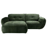ECKSOFA in Chenille Dunkelgrün  - Dunkelgrün/Schwarz, Modern, Kunststoff/Textil (184/269cm) - Trendmanufaktur